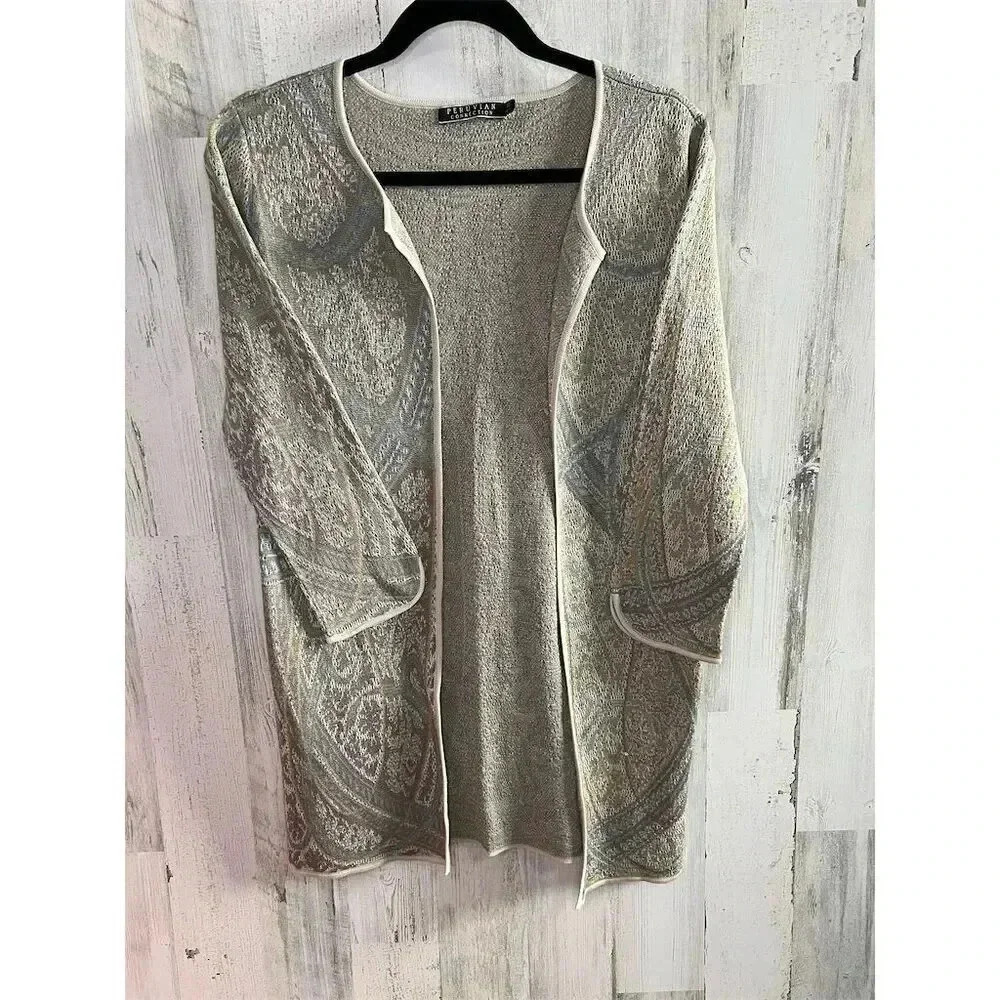 Peruvian Connection Women's Paisley Cardigan Sweater Multicolor Size M